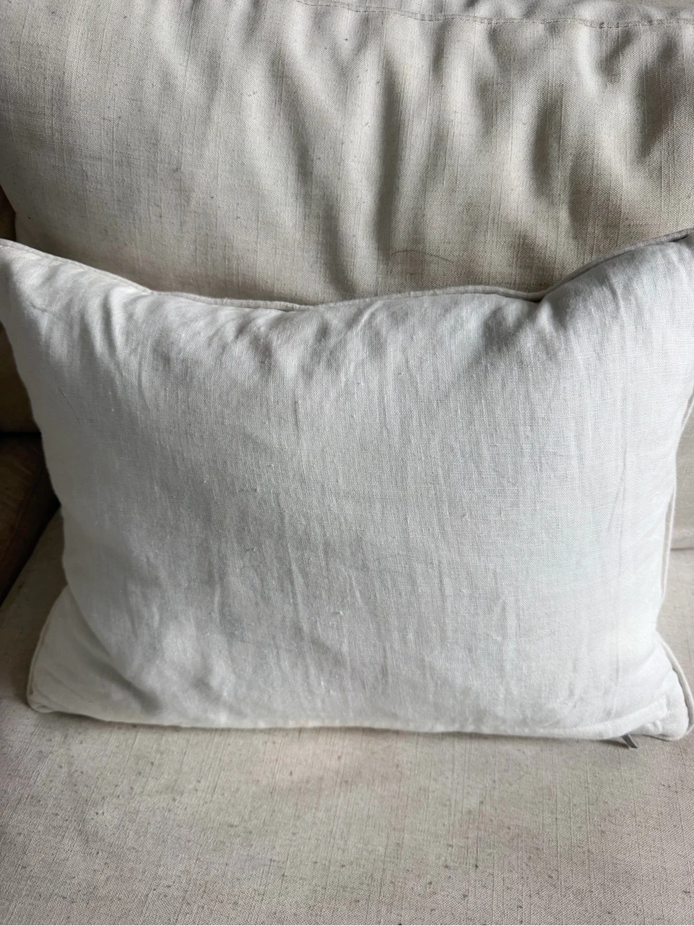 Ralph Lauren White Pillow with Green Tennis Racket Embroidery